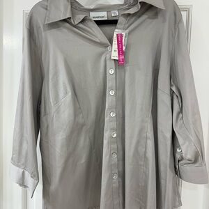 Avenue Light Gray Blouse NWT